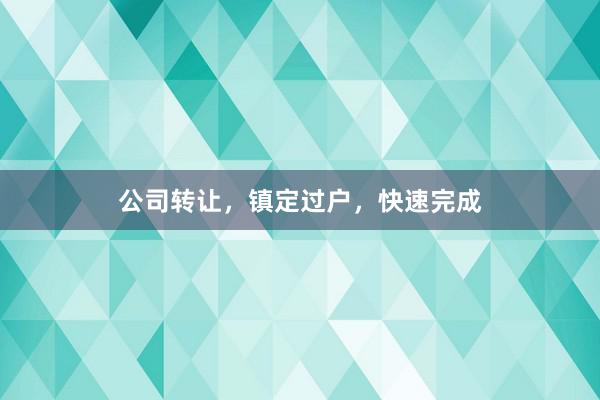 公司转让，镇定过户，快速完成